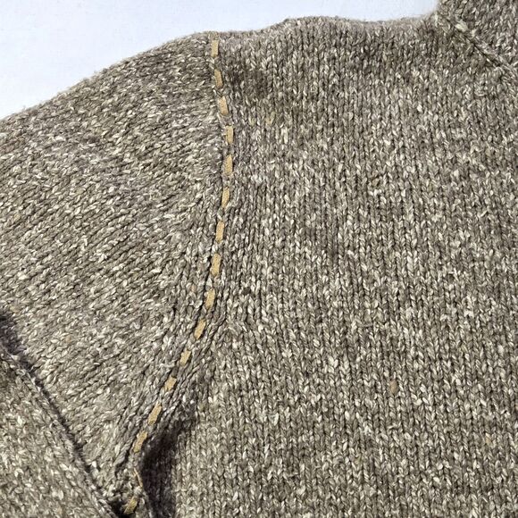 Crazy Horse Womens  V-Neck SZ M Brown Long Sleeve Sweater Suede Trim Stitch - Picture 4 of 5